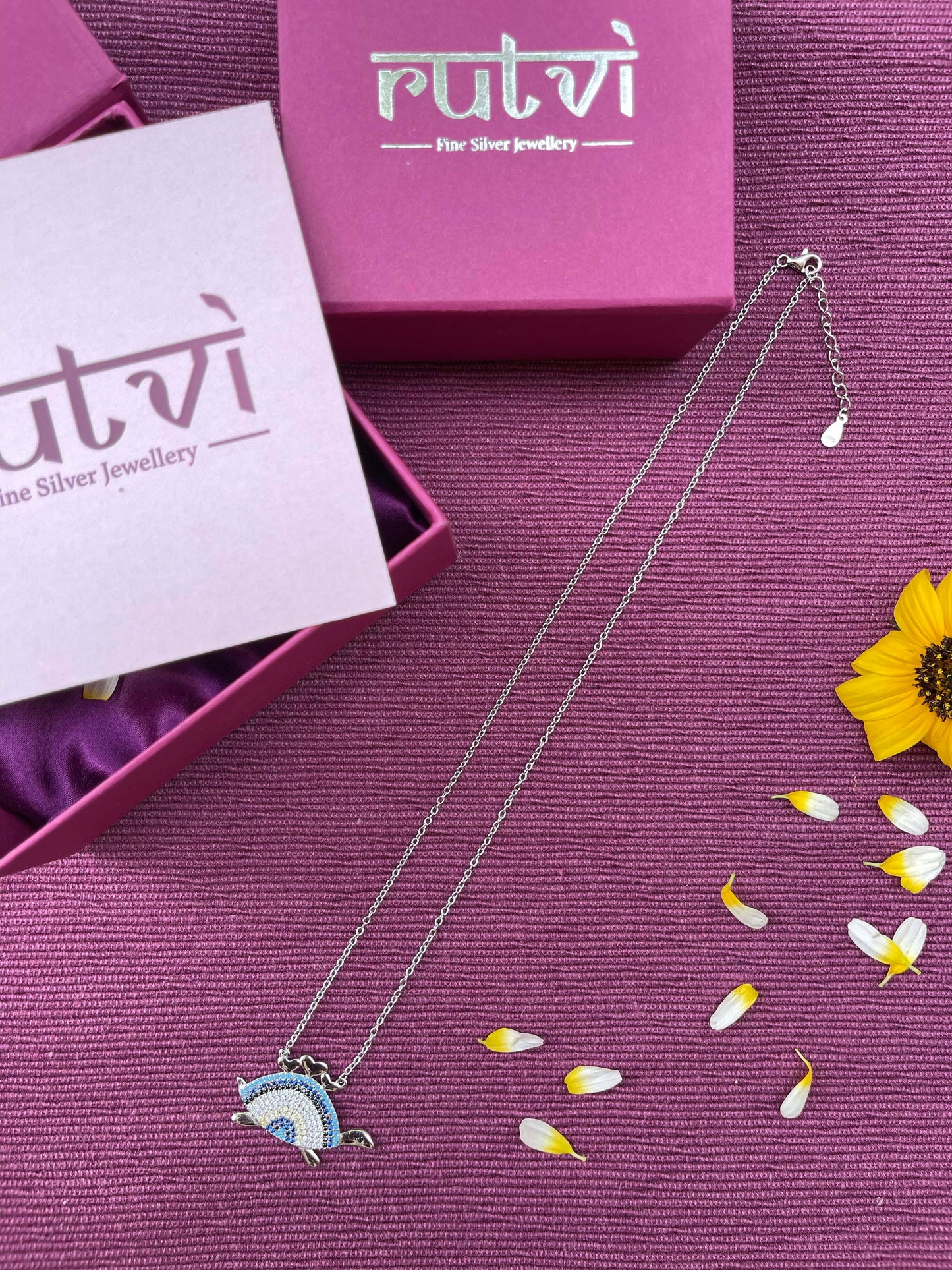 Turtle Evil Eye Pendant with Link Chain