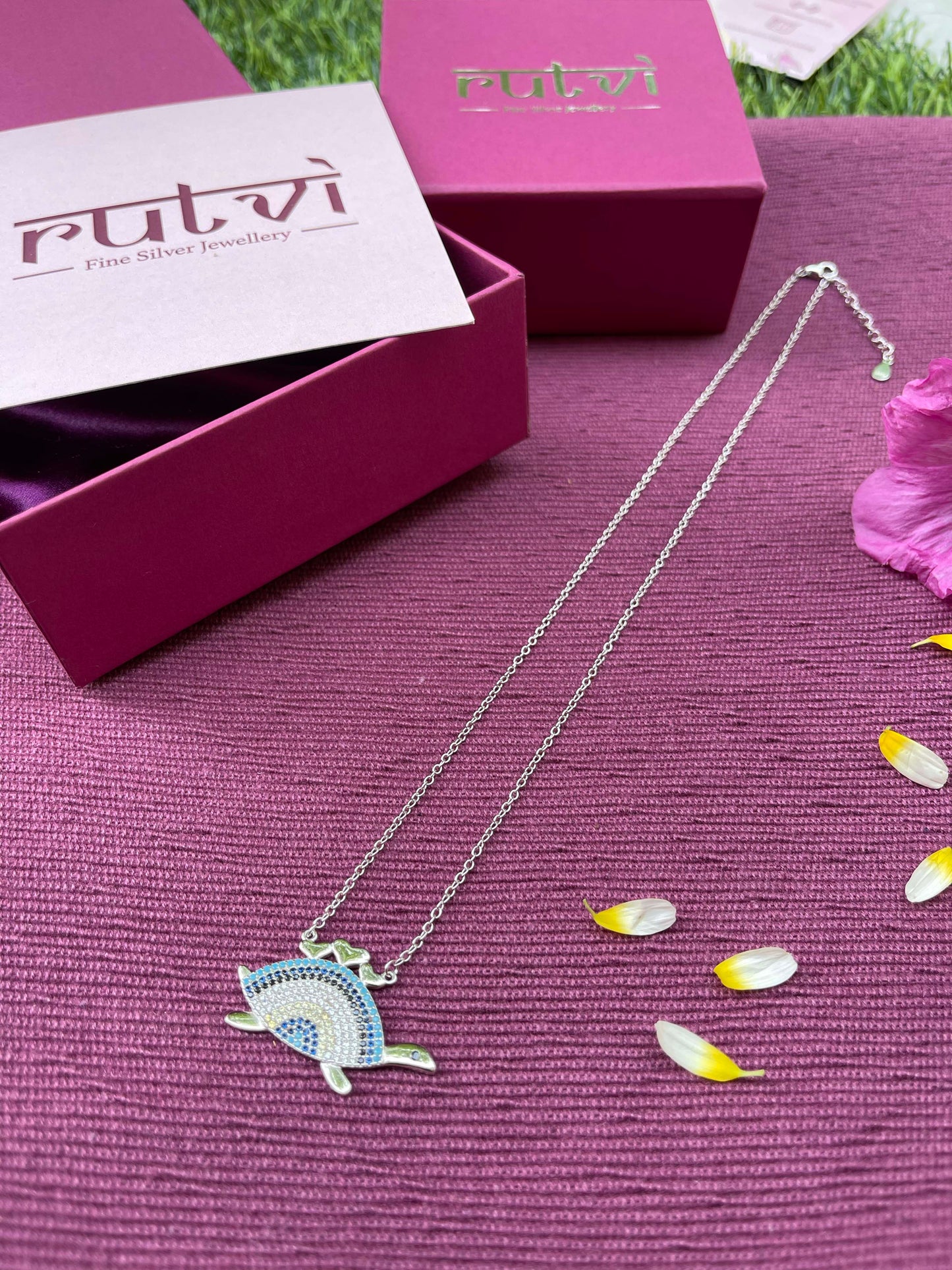 Turtle Evil Eye Pendant with Link Chain