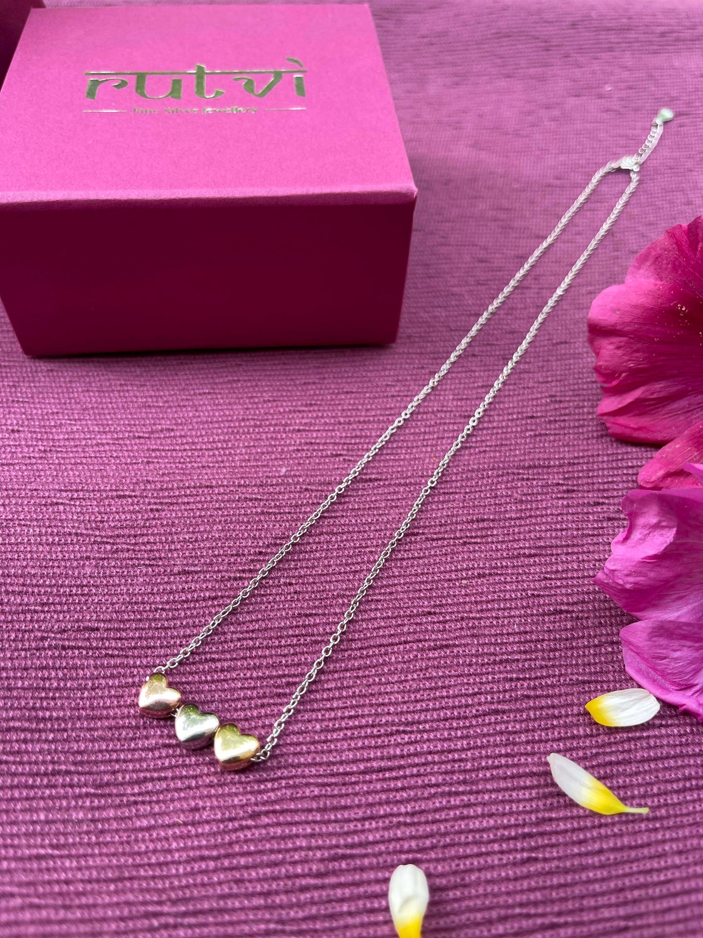 Three Hearts Pendant with Link Chain