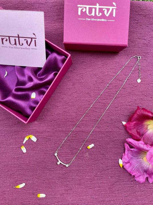 Zircon Arc Pendant with Link Chain