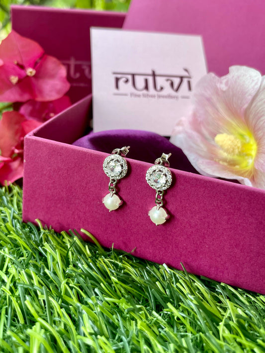 Halo Solitaire Pearl Earrings