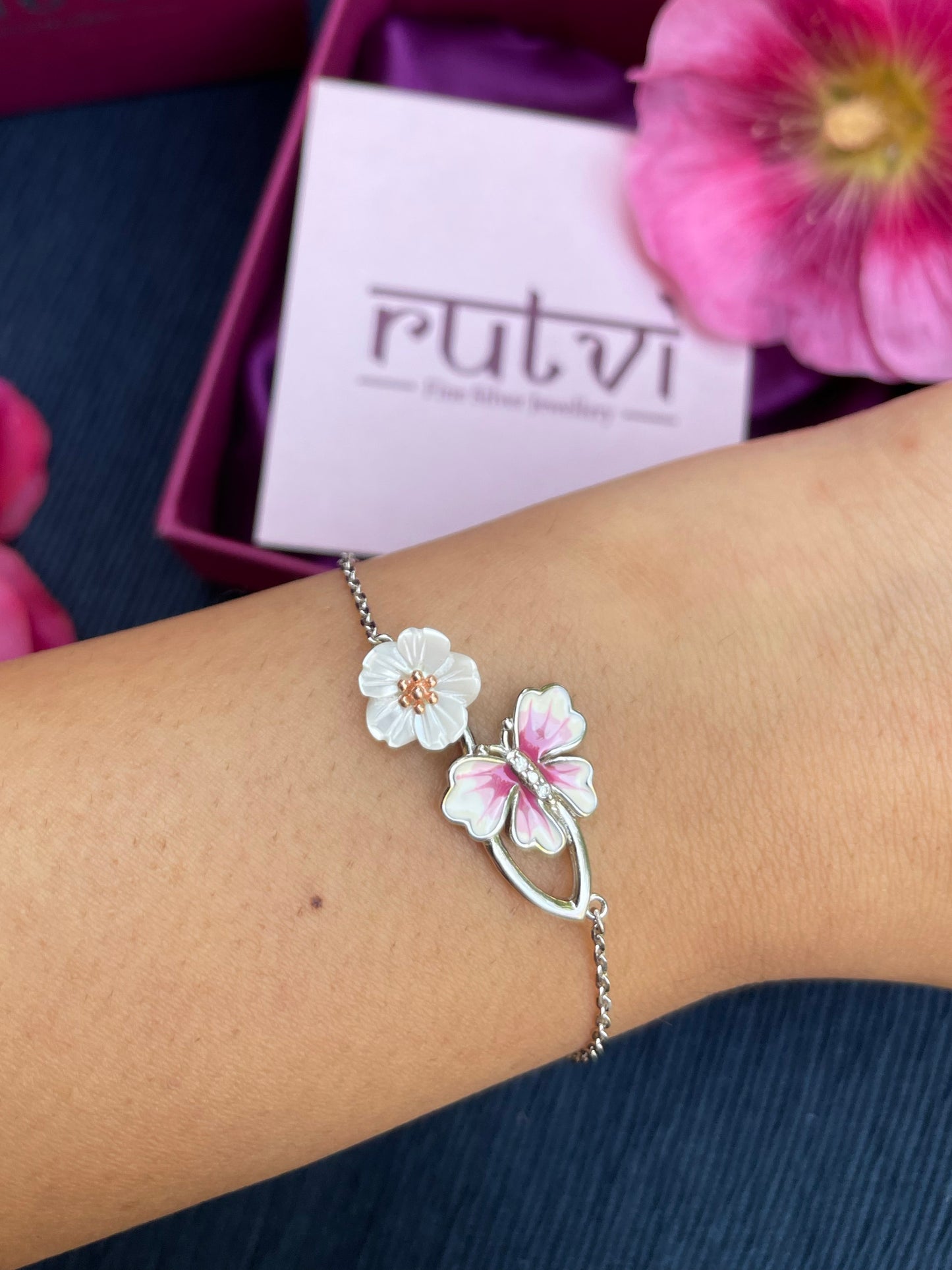 Pink Shell Butterfly Bracelet