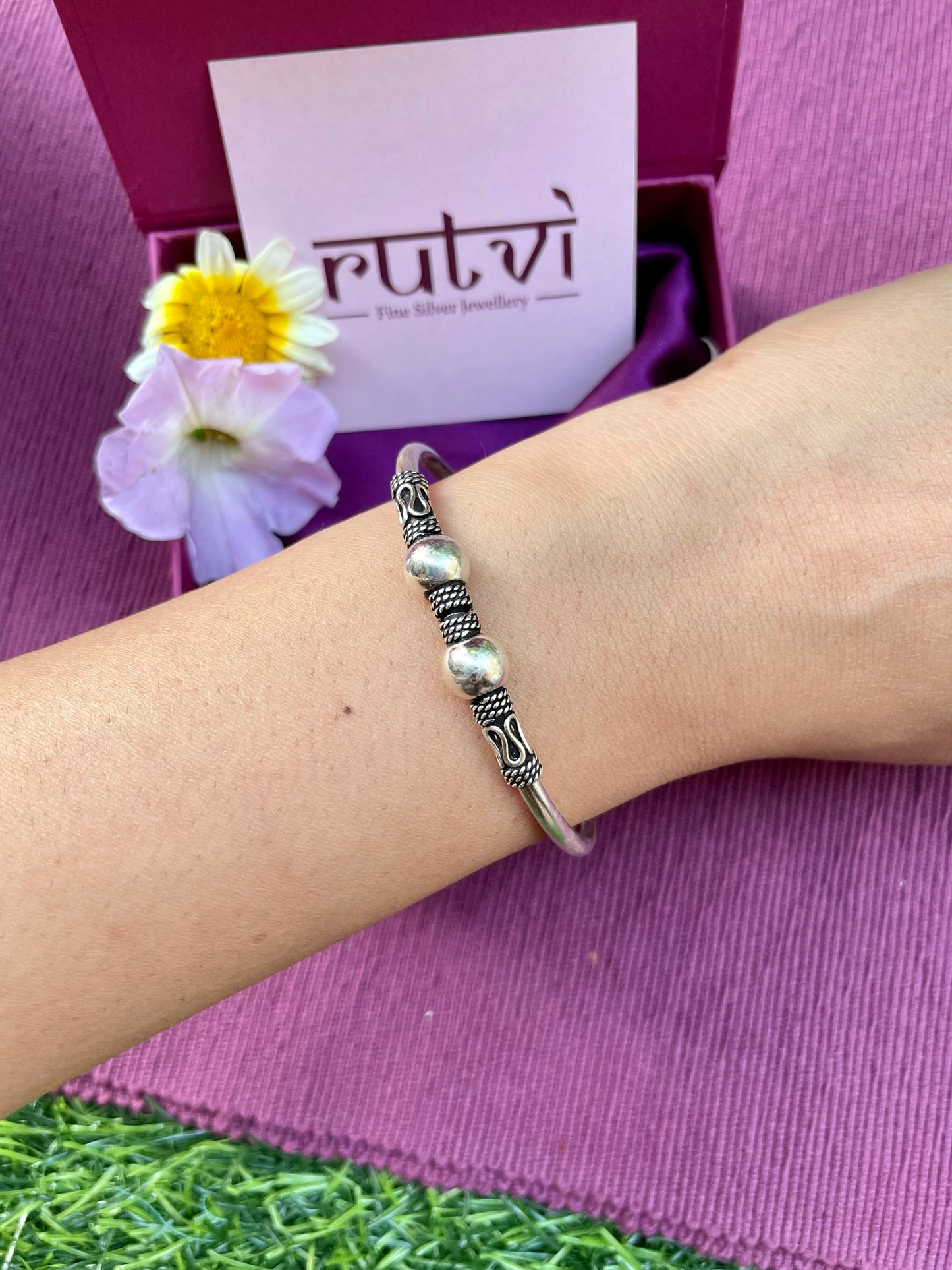 Oxidised Tribal Bead Bangle