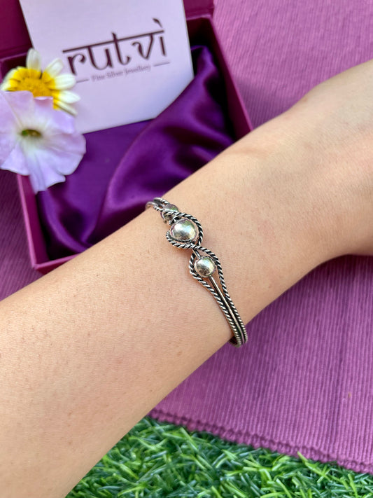 Oxidised Twisted Bead Bangle