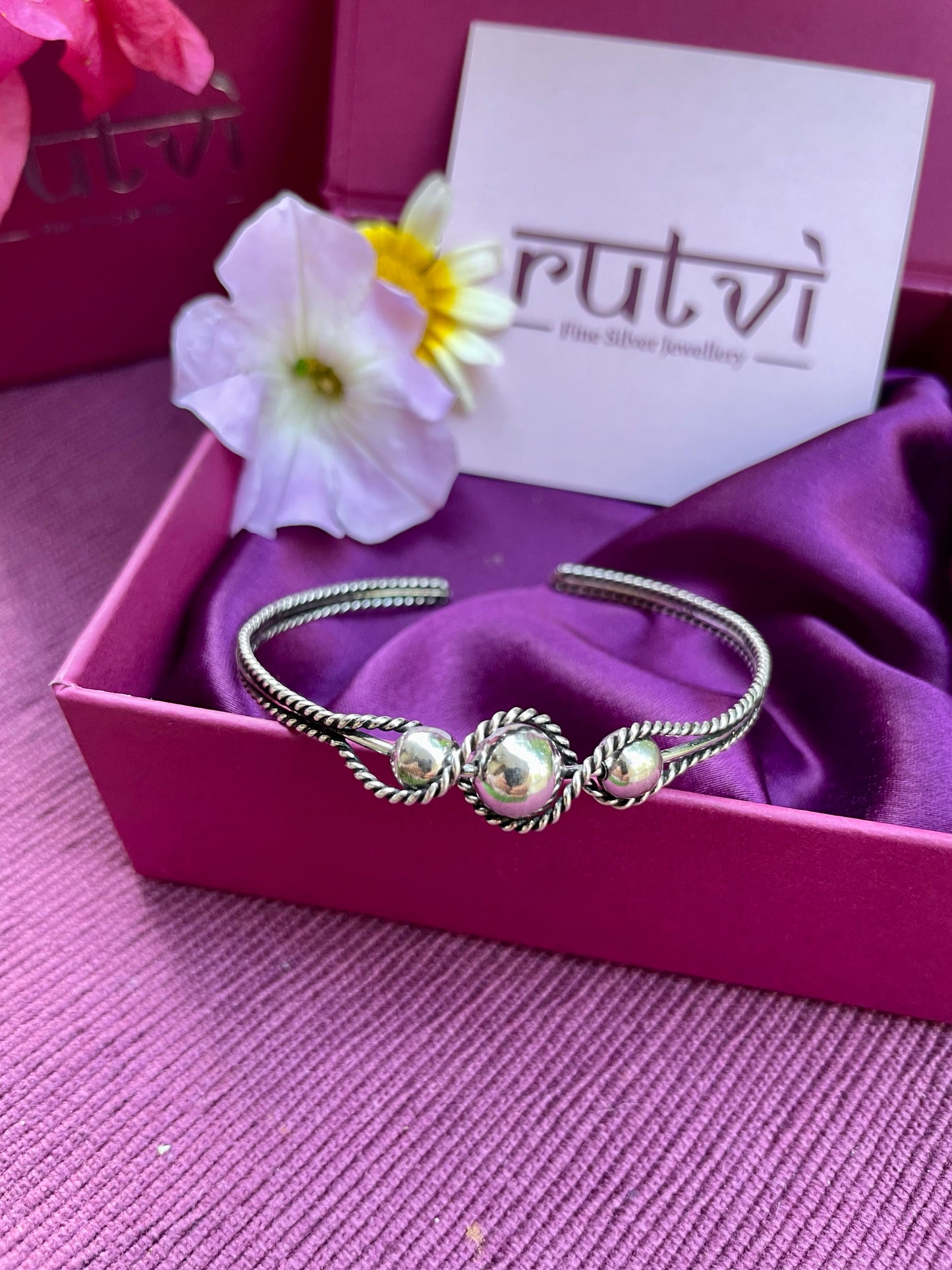 Oxidised Twisted Bead Bangle